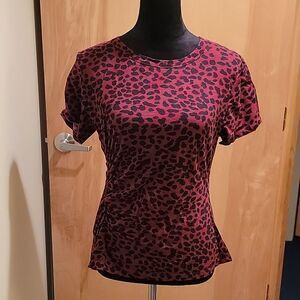 Kinley red black animal print tee